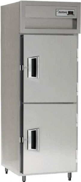 Delfield SMR1N-SH One Section Solid Half Door Narrow Reach In Refrigerator - Specification Line, 6.8 Amps, 60 Hertz, 1 Phase, 115 Volts, Doors Access, 21 cu. ft Capacity, Swing Door, Glass Door, 1/4 HP Horsepower, Freestanding Installation, 2 Number of Doors, 3 Number of Shelves, 1 Sections, 6