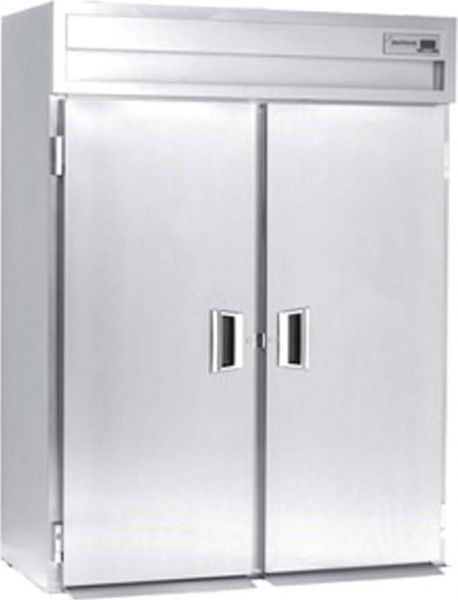 Delfield SSHRT2-S Two Section Solid Door Roll Thru Heated Holding Cabinet - Specification Line, 16 Amps, 60 Hertz, 1 Phase, 120/208-240 Voltage, 1,080 - 2,160 Watts Wattage, Full Height Cabinet Size, 79.74 cu. ft. Capacity, Stainless Steel Construction, Thermostatic Control, Solid Door, 2 Number of Doors, 2 Sections, Accommodates one 28.50 1/2