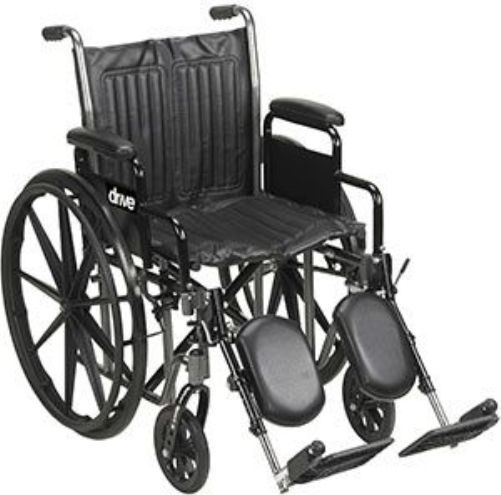 Drive Medical SSP216DFA-ELR Silver Sport 2 Wheelchair, Detachable Full Arms, Elevating Leg Rests, 16