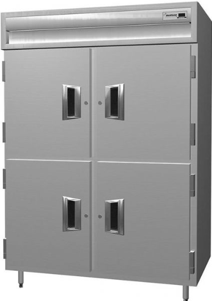 Delfield SSR2S-SH Stainless Steel One Section Solid Half Door Shallow Reach In Refrigerator - Specification Line, 7 Amps, 60 Hertz, 1 Phase, 115 Volts, Doors Access, 37.96 cu. ft. Capacity, Swing Door Style, Solid Door, 1/3 HP Horsepower, Freestanding Installation, 4 Number of Doors, 6 Number of Shelves, 2 Sections, 6