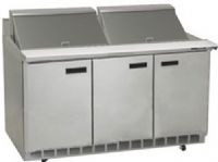 Delfield ST4472N-24M Mega Top Refrigerated Sandwich Prep Table with 4" Backsplash, 12 Amps, 60 Hertz, 1 Phase, 115 Volts, 24 Pans - 1/6 Size Pan Capacity, Doors Access, 24.8 cu. ft. Capacity, Swing Door Style, Solid Door, 1/2 HP Horsepower, 3 Number of Doors, 3 Number of Shelves, Air Cooled Refrigeration, Mega Top, 36" Work Surface Height, 72" Nominal Width, UPC 400010734597 (ST4472N-24M ST4472N 24M ST4472N24M) 