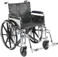 Drive Medical STD20DDA-SF Sentra Extra Heavy Duty Wheelchair, Detachable Full Arms, Swing away Footrests, 20" Seat, 4 Number of Wheels, 8" Casters, 13" Closed Width, 14" Armrest Length, 27.5" Armrest to Floor Height, 18" Back of Chair Height, 24" x 2" Rear Wheels, 18" Seat Depth, 20" Seat Width, 8" Seat to Armrest Height, 17.5"-19.5" Seat to Floor Height, 500 lbs Product Weight Capacity, UPC 822383191751 (STD20DDA-SF STD20DDA SF STD20DDASF) 