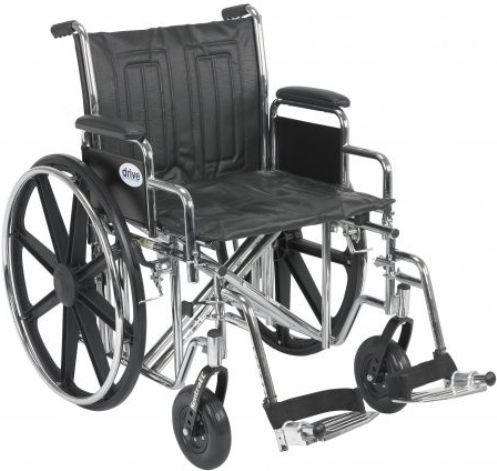 Drive Medical STD20ECDDAHD-SF Sentra EC Heavy Duty Wheelchair, Detachable Full Arms, Swing away Footrests, 20