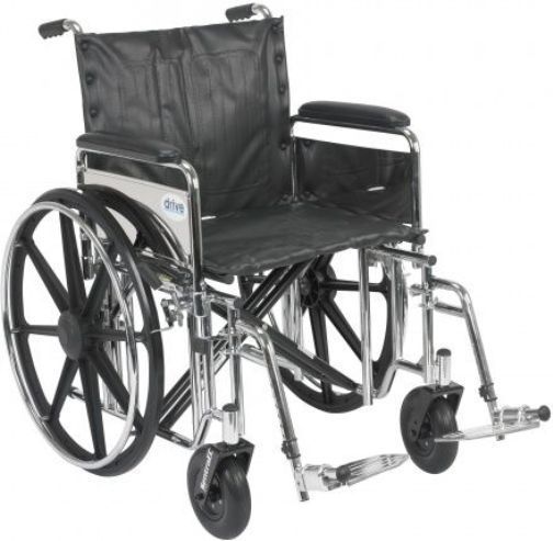 Drive Medical STD22DDA-SF Sentra Extra Heavy Duty Wheelchair, Detachable Full Arms, Swing away Footrests, 22