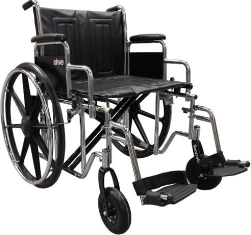 Drive Medical STD22ECDDA-SF Sentra EC Heavy Duty Wheelchair, Detachable Desk Arms, Swing away Footrests, 22