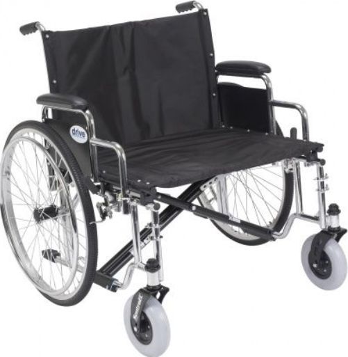 Drive Medical STD26ECDDA Sentra EC Heavy Duty Extra Wide Wheelchair, Detachable Full Arms, 26