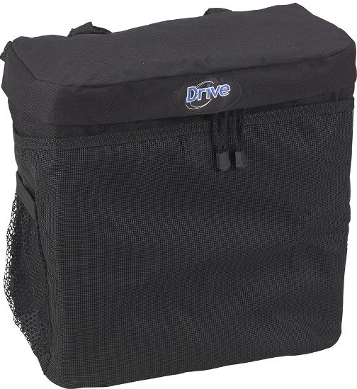 Drive Medical STDS6005-1 Standard Wheelchair Nylon Carry Pouch, Easily attaches to wheelchair, Fits most wheelchairs, Made of durable easy-to-clean nylon, Comes with large, zippered pocket and a mesh pocket with hook-and-loop fastenerss, UPC 822383172903 (STDS6005-1 STDS6005 1 STDS60051)