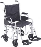 Drive Medical TR18 Poly Fly Light Weight Transport Chair Wheelchair with Swing away Footrests, 18" Seat, 8" Casters, 16" Seat Depth, 18" Seat Width, 12" Closed Width, 9" Armrest Length, 6 Number of Wheels, 24" x 1" Rear Wheels, 16" Back of Chair Height, 8" Seat to Armrest Height, 19.5" Seat to Floor Height, 27.5" Armrest to Floor Height, 42" Overall Length with Riggings, 42" x 12" x 37" Folded Dimensions, 250 lbs Product Weight Capacity, UPC 822383121499 (TR18 TR-18 TR 18) 
