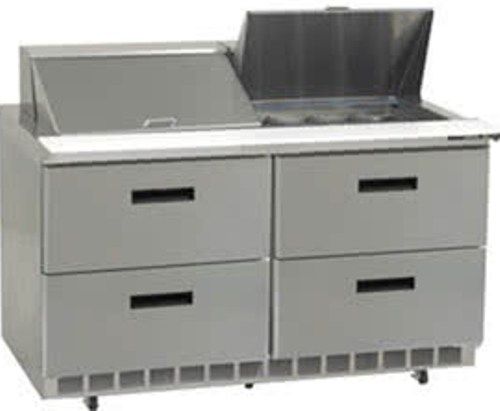 Delfield UC4448N-12 Four Drawer Reduced Height Refrigerated Sandwich Prep Table, 7.2 Amps, 60 Hertz, 1 Phase, 115 Volts, 12 Pans - 1/6 Size Pan Capacity, Drawers Access, 16 cu. ft. Capacity, 1/5 HP Horsepower, 4 Number of Drawers, Air Cooled Refrigeration, Counter Height Style, Standard Top Type, 48