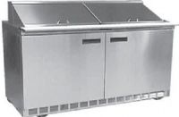 Delfield UC4464N-24M Two Door Mega Top Reduced Height Refrigerated Sandwich Prep Table, 12 Amps, 60 Hertz, 1 Phase, 115 Volts, 24 Pans - 1/6 Size Pan Capacity, Doors Access, 21.6 cu. ft. Capacity, Swing Door, Solid Door, 1/2 HP Horsepower, 2 Number of Doors, 2 Number of Shelves, Air Cooled Refrigeration, Mega Top , 64" Nominal Width, 34.25" Work Surface Height, 64" W x 8" D Cutting Board (UC4464N-24M UC4464N24M UC4464N 24M) 