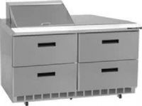 Delfield UCD4448N-8 Four Drawer Reduced Height Refrigerated Sandwich Prep Table, 7.2 Amps, 60 Hertz, 1 Phase, 115 Volts, 8 Pans -1/6 Size Pan Capacity, Drawers Access, 16 cu. ft. Capacity, 1/5 HP Horsepower, 4 Number of Drawers, Air Cooled Refrigeration, Counter Height, Standard Top, 48" Nominal Width, 34.25" Work Surface Height, 48.13" W x 10" D Cutting Board (UCD4448N-8 UCD4448N 8 UCD4448N8)  