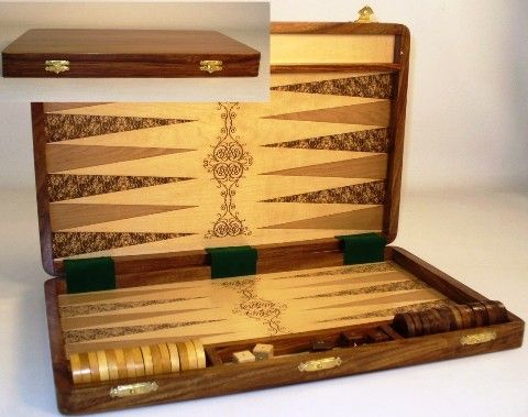 WorldWise Imports 26918 Etched Wood Backgammon Board Game, Board game, Includes 18