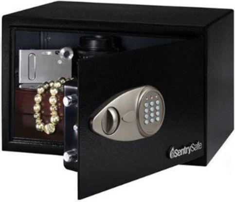 SentrySafe X055 Small Security Safe with Electronic Lock, 2 live-locking bolts, Carpeted floor, Bolt-down kit, 0.5 cubic feet Capacity, 8.69