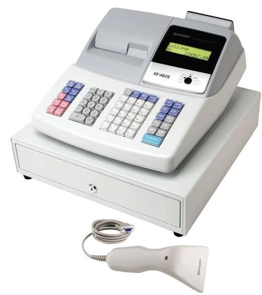 Sharp XE-A505 Cash Register with Bar Code Scanner, Thermal Printing, 5 Compartment Bill Drawer, 6 Compartment Coin Drawer, 7000 Price Look Ups, 99 Pre-Programmed Departments, Replaced XE-A402 XEA402 (XEA505 XE A505)